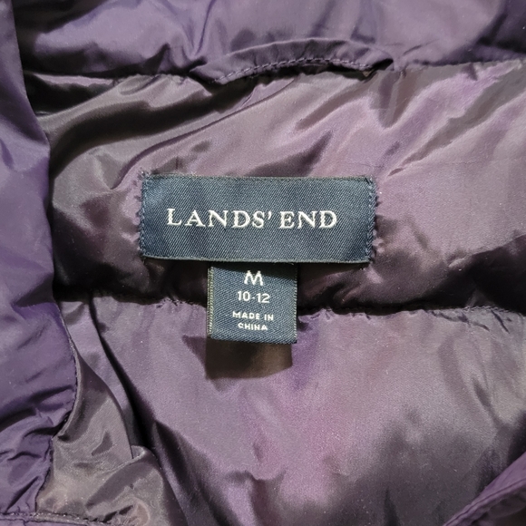 Lands End Purple Puffer Down Vest Feather Womens Size Medium 10/12 - Picture 8 of 10